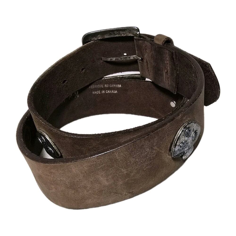 Hipwear Women's M Belt Vintage Studded Mushrooms Brown Genuine Leather - Picture 2 of 11